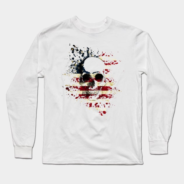 skull, bandanas, american, usa, flag Long Sleeve T-Shirt by Collagedream